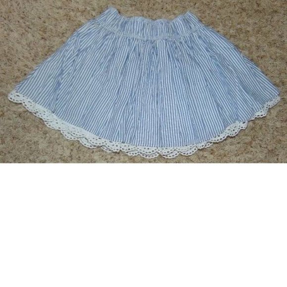 *Skirt Abercrombie sz X-Large Blue White Striped Elastic Waist Layered Girls - Picture 4 of 4
